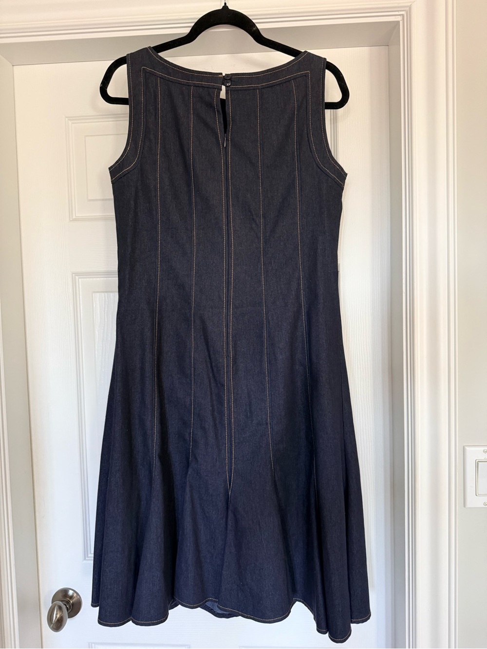Sandra Darren Dark Denim Sleeveless Midi Dress - Picture 2 of 4